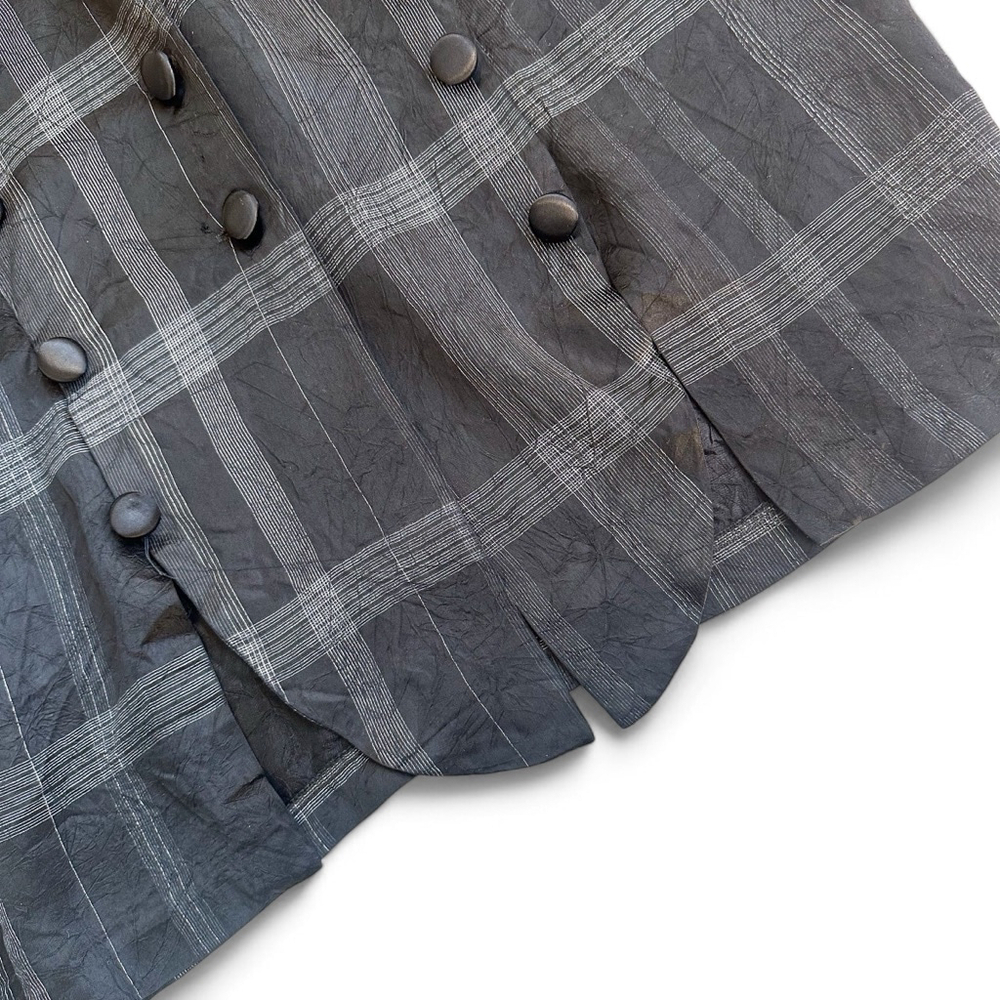 Joseph Ribkoff Black White Plaid Long sleeves Button-Up Satin Blouse Women Sz 8 - Picture 9 of 12